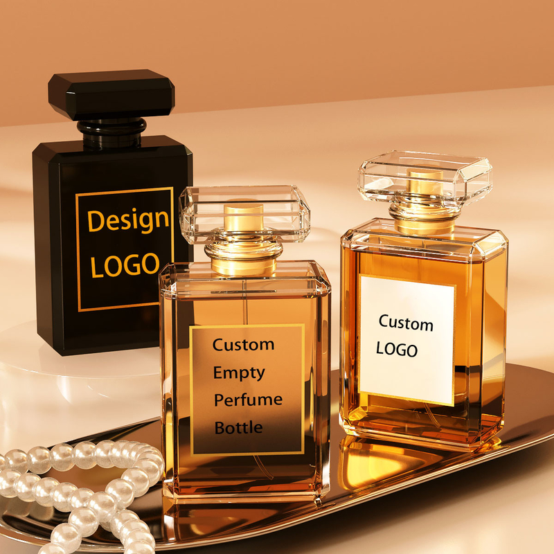 custom luxury perfume spray bottle 30 ml 50 ml rectangle square empty glass perfume bottle