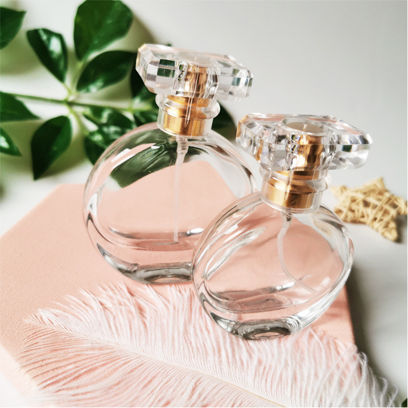 New Fashion Clear 30ml 50ml Glass Round Screw Mouth Perfume Spray Bottle